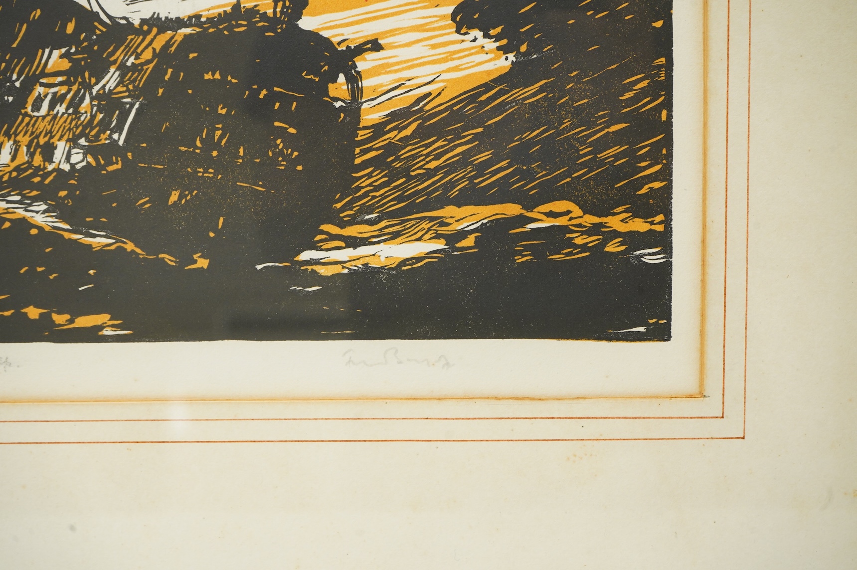 Frank Brangwyn RA RWS RBA (Welsh, 1867-1956) and George H. Webb, ‘The Wreck’, signed in pencil by both artists, colour lithograph, 21 x 34cm